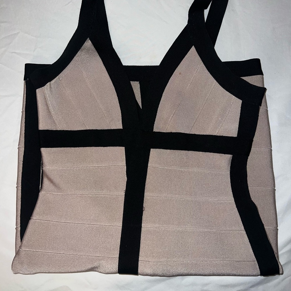 Elegant Black and Tan Mini Dress